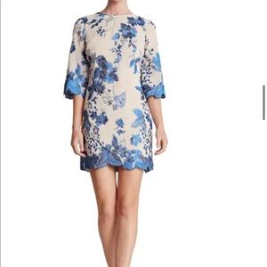 Paige' Metallic Embroidered Chiffon Shift Dress